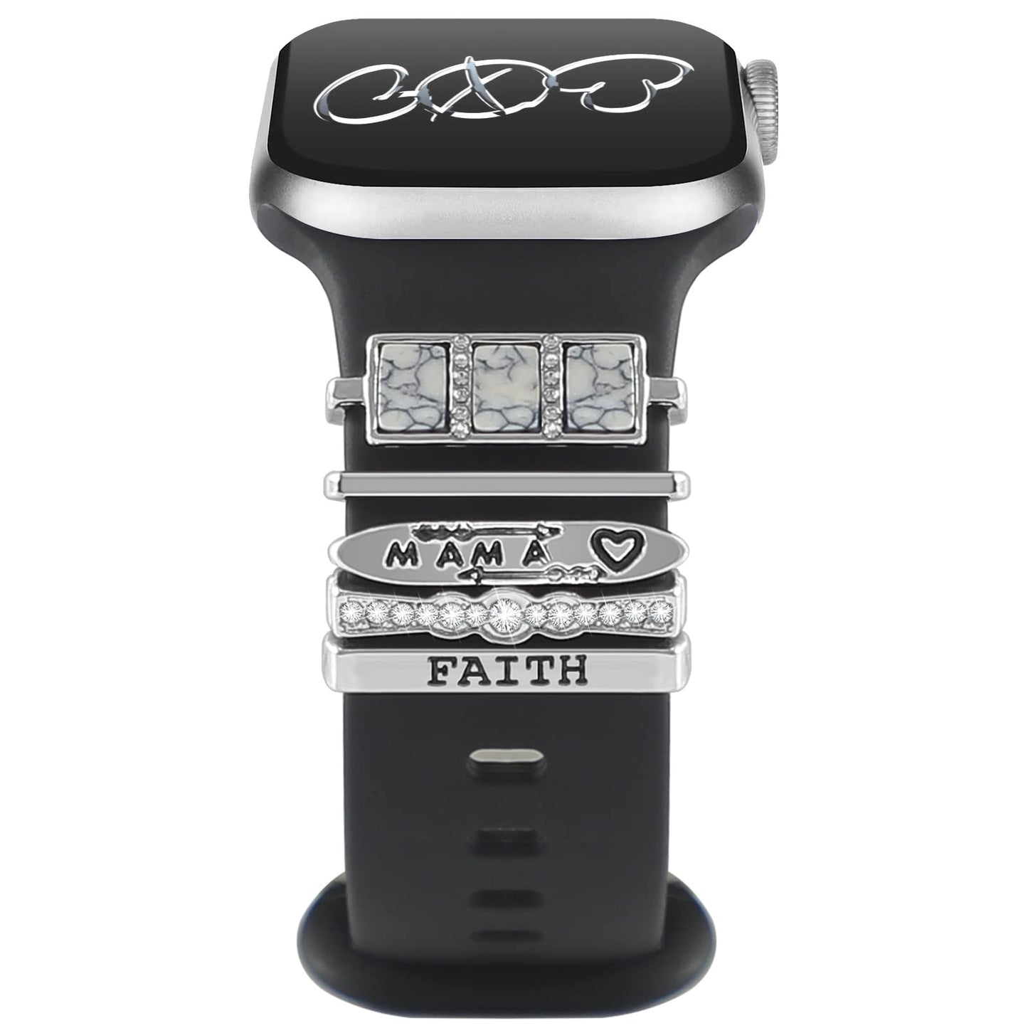 ALMNVO Bling Diamond Charms for Apple Watch Bands Charms 46mm 45mm 44mm 42mm 41mm 40mm 38mm 49mm,Sparkle Metal Sliding Decorative Rings Bracelet for iWatch Ultra/2 Series 10 9 8 7 se 6 5 4 3 Women