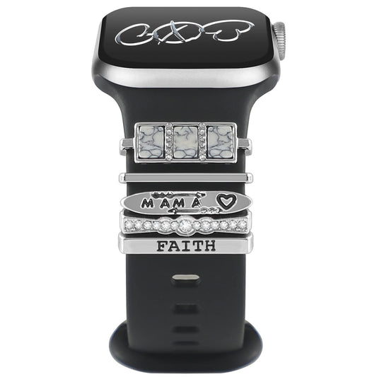 ALMNVO Bling Diamond Charms for Apple Watch Bands Charms 46mm 45mm 44mm 42mm 41mm 40mm 38mm 49mm,Sparkle Metal Sliding Decorative Rings Bracelet for iWatch Ultra/2 Series 10 9 8 7 se 6 5 4 3 Women