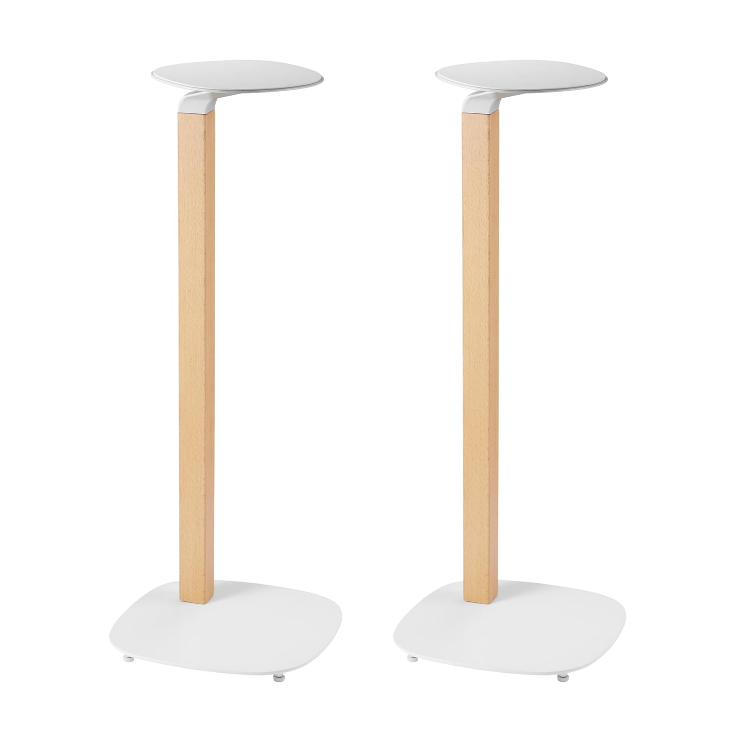 ynVISION.DESIGN Wood Speaker Stands | Pair | Max 22 LBS per Stand | Compatible with Sonos Era 300 and Most Bookshelf Speakers | 31 inches Tall | Foam Pad - Built in Cable Management | White and Beech
