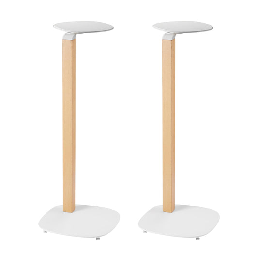 ynVISION.DESIGN Wood Speaker Stands | Pair | Max 22 LBS per Stand | Compatible with Sonos Era 300 and Most Bookshelf Speakers | 31 inches Tall | Foam Pad - Built in Cable Management | White and Beech