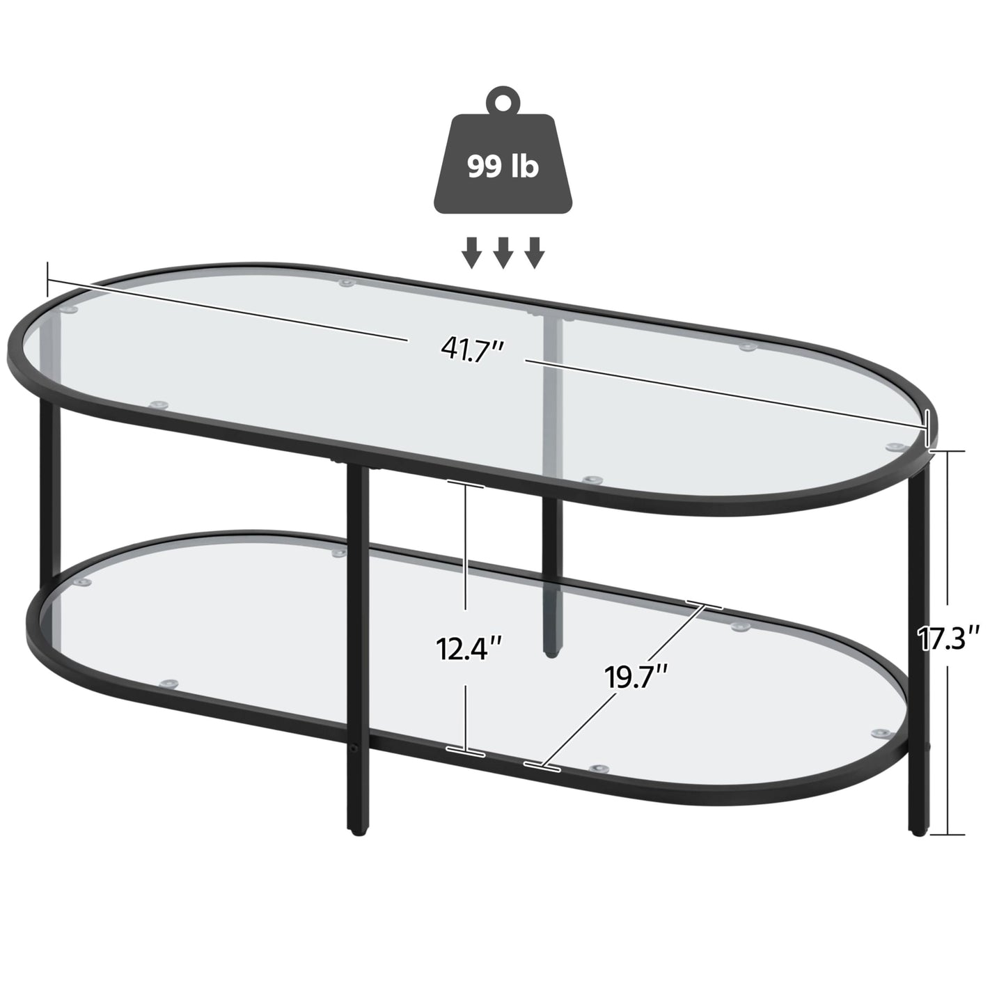 Yaheetech Glass Coffee Table, Black Small Center Table with Storage Shelf for Living Room Small Space, Apartment