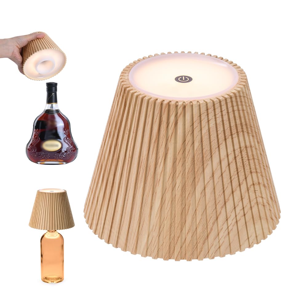 WILIT Wireless Bottle Lamp Shades for Table Lamps, 3 Level Brightness Bar Lights for Home Bar, Rechargeable Cordless Lamp for Bedroom Bar&Restaurant, Modern Wine Bottle Light, Gifts for Women