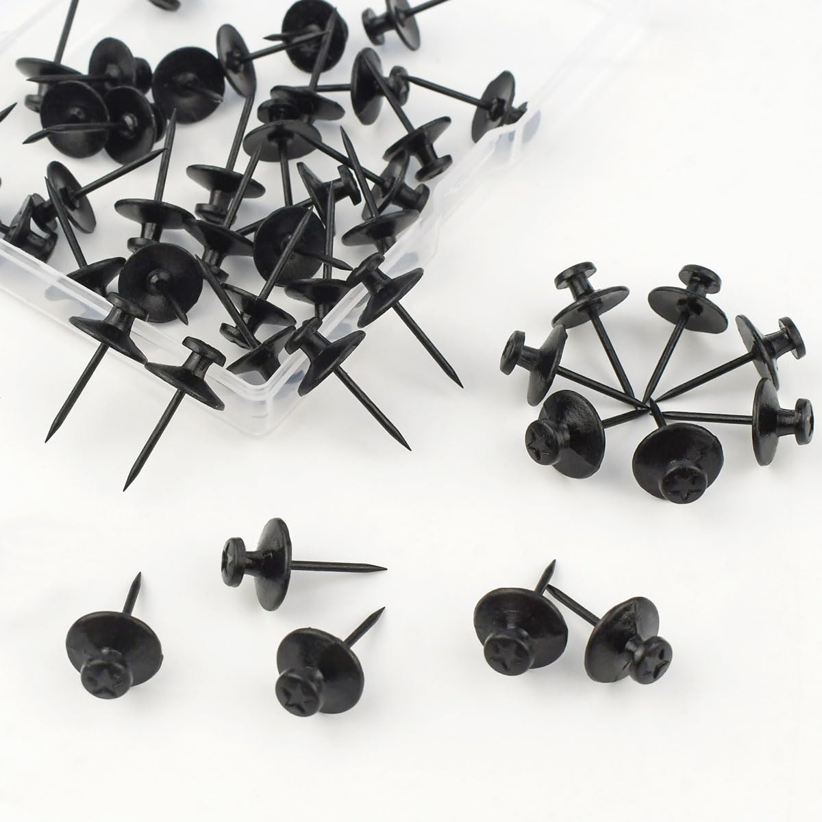 30 Pieces Double Headed Picture Hangers Nails Picture Hanging Tacks for Wall Decorative Small Nails Pins for Photo Push Pins Thumb Tack Hanging Hook Pins for Home & Office Decorations (Black)