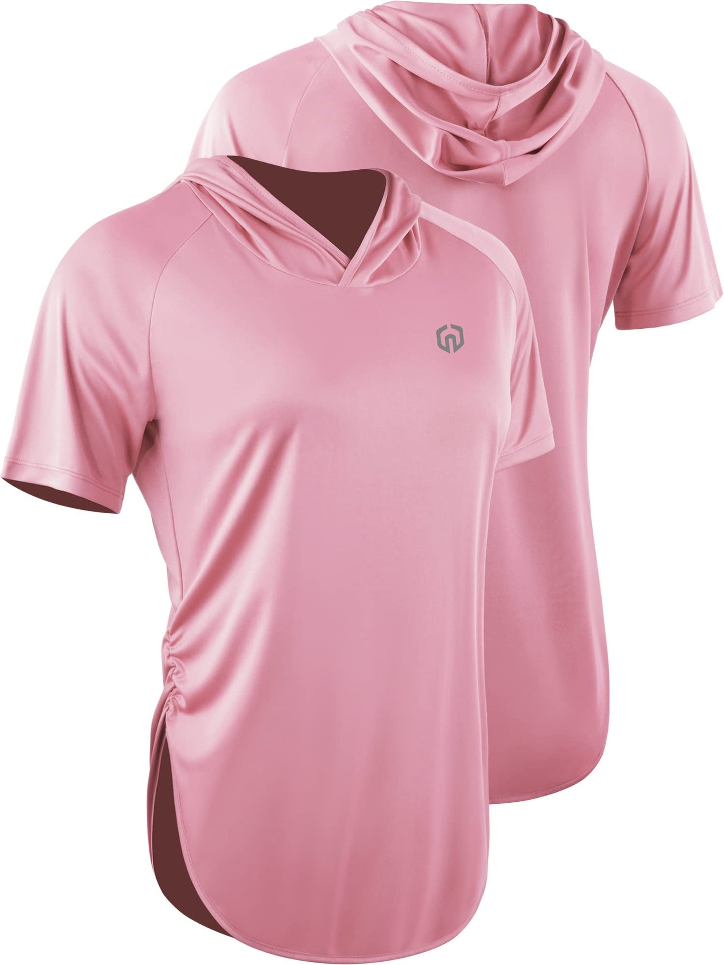 NELEUS Women's 3 Pack Running Shirt Sun Protection Workout Athletic Shirt with Hoods,8104,Pink/Grey/Purple,XL