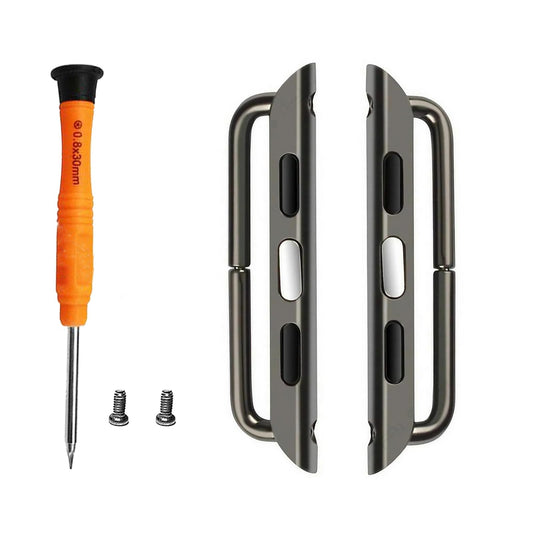 Watch strap connector Stainless Steel Adapter Replaceable Metal Connection Adapter Connection Watch Strap with Replacement Tool Compatible with Apple Watch Band 38mm 40mm 41mm（Black-1 Pair）