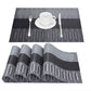 GIVERARE Placemats Set of 4, Heat-Resistant Woven Vinyl Placemat, Non-Slip Washable PVC Table Mat, Easy to Clean Premium Plastic Mats for Dining, Kitchen Table (Black+Gray)