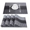 GIVERARE Placemats Set of 4, Heat-Resistant Woven Vinyl Placemat, Non-Slip Washable PVC Table Mat, Easy to Clean Premium Plastic Mats for Dining, Kitchen Table (Black+Gray)