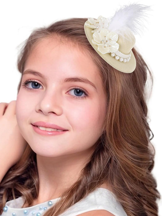 Bohend Mini tocado con plumas y flores, clip para el cabello, sombreros de fiesta de té, accesorios para el Derby de Kentucky 2025 para mujeres