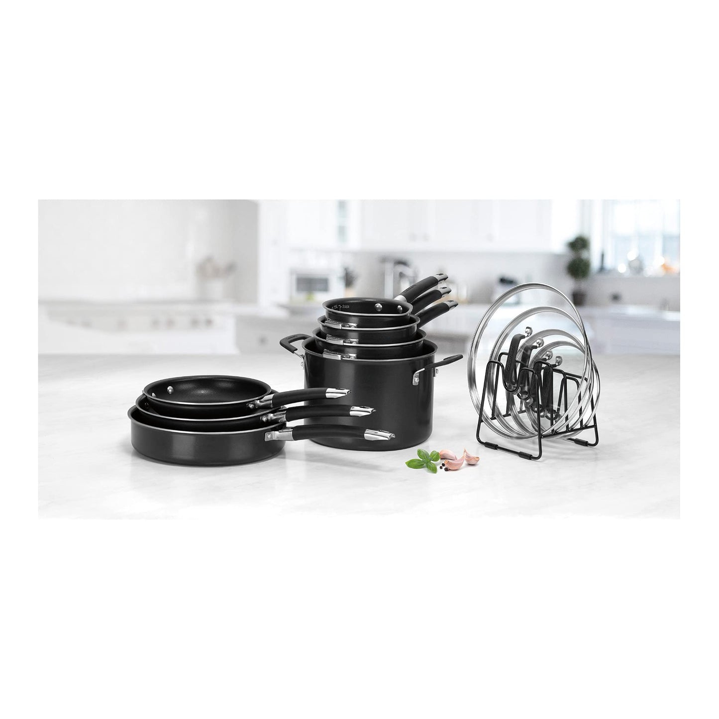 Cuisinart N51-12BK SmartNest Nonstick Aluminum Nesting Cookware Set, 12 Piece, Black