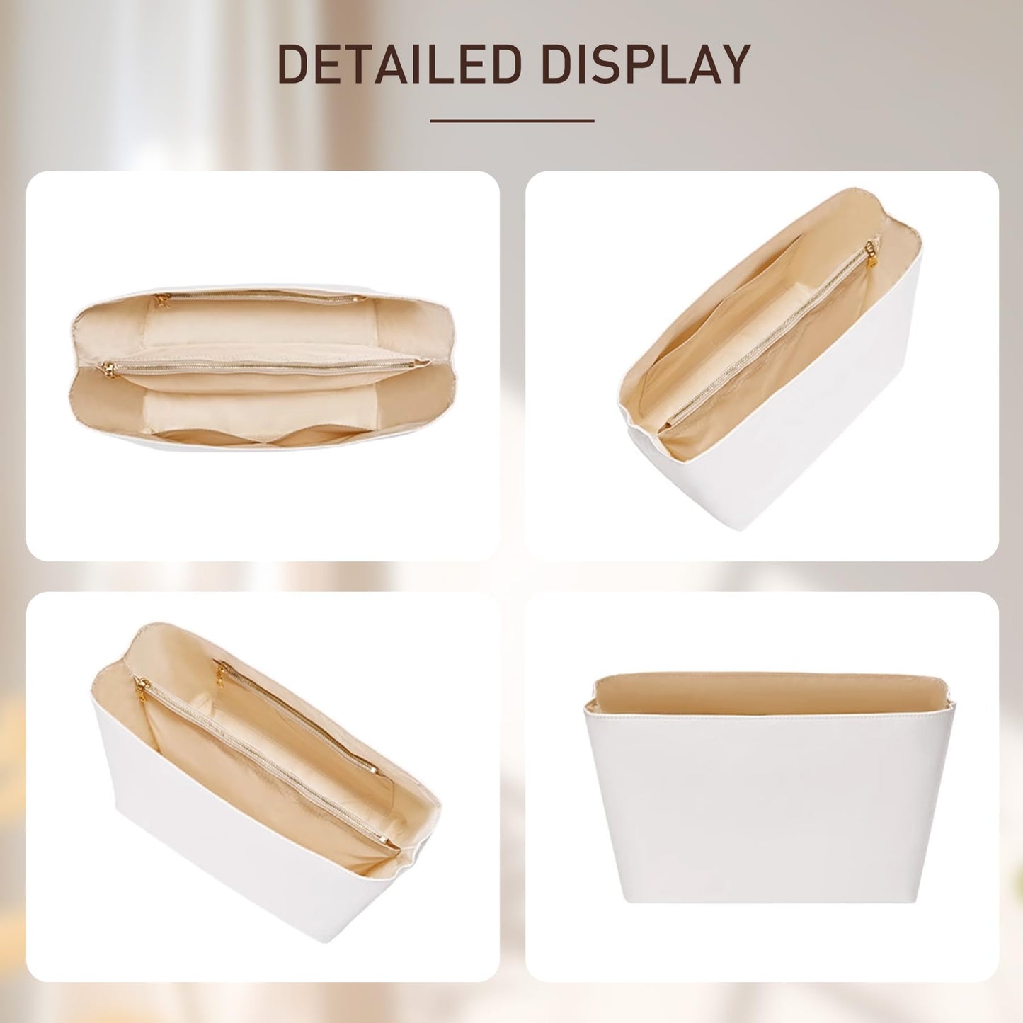 Doxo Upgraded longchamp Organizer Insert, Bag Organizer Insert for Long Champ Large and More, Ultra-light Waterproof DupontPaper le pliage Large Organizer, Keeps Tote Handbag Neat(White,L)