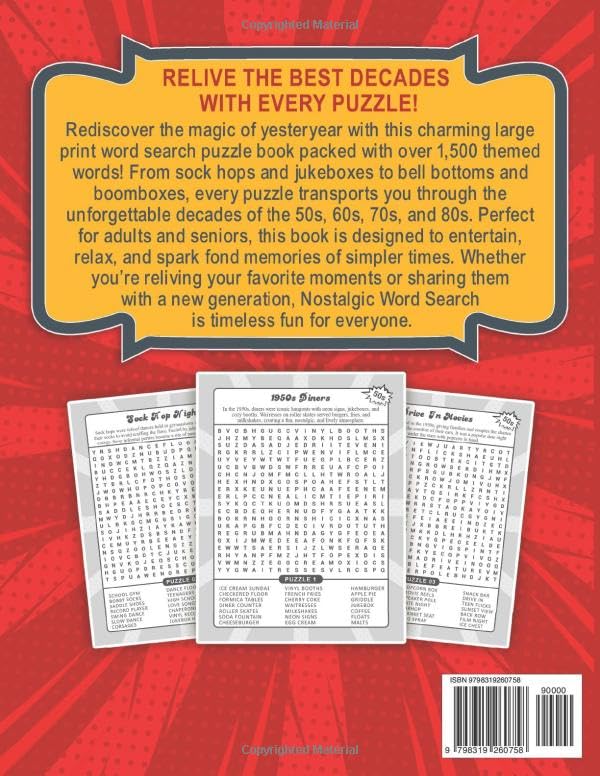 Timeless Memories : Nostalgic Word Search Puzzle Book Large Print For Adults And Seniors: A Time-Travel Puzzle Experience Featuring the 1950s, 60s, 70s, and 80s