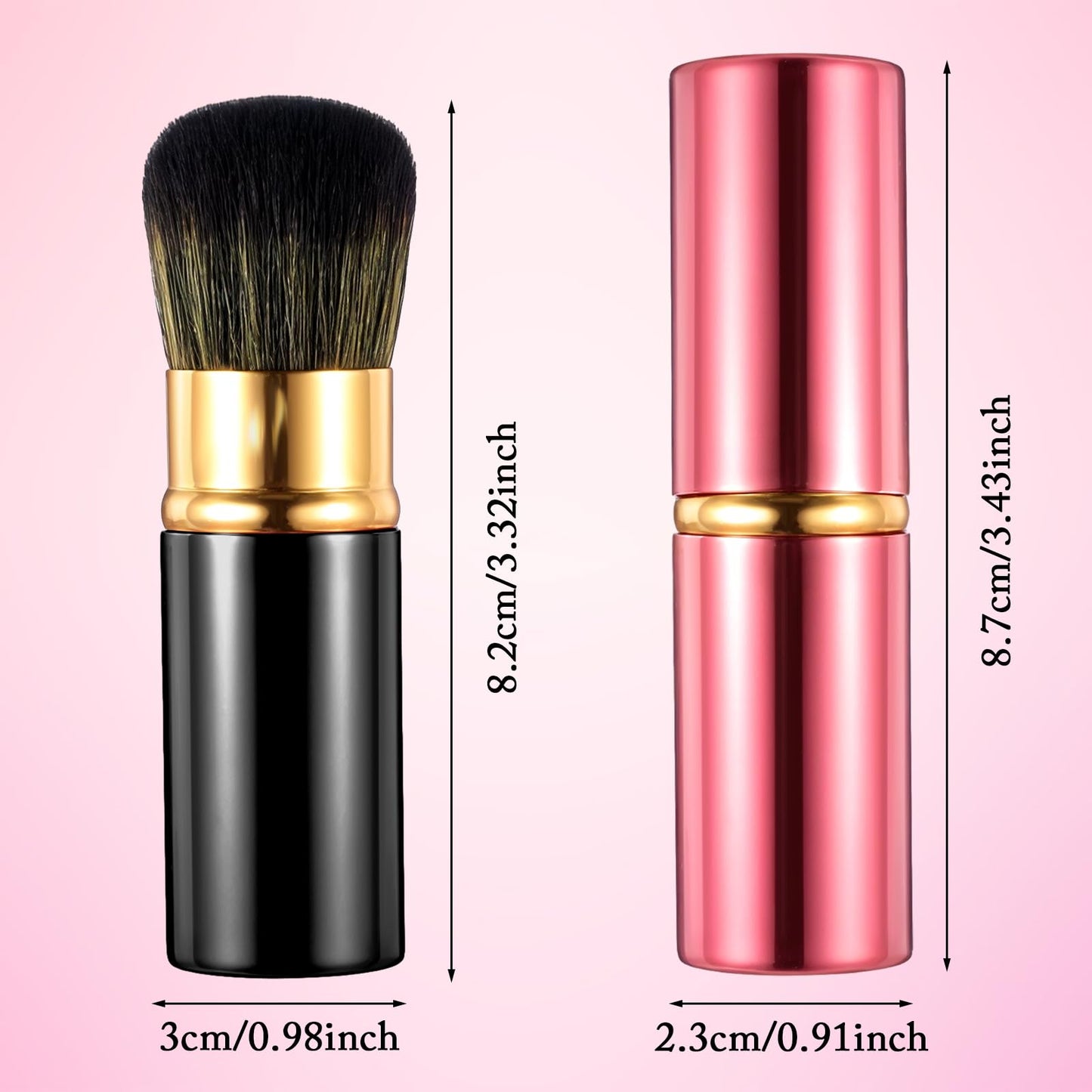 ElevateTech 2Pcs Retractable Kabuki Blush Brushes, Makeup Brush with Cover Foundation Brush Powder Brush Travel Makeup Brushes Luxe Makeup Tool for Seamless Application of Liquid Cream and Powder