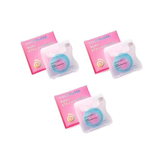 Cocofloss Woven Dental Floss, Dentist-Designed Oral Care, Strawberry Scent, Waxed, Expanding, Kid-Friendly String Floss with Coconut Oil, 1 Spool (33 yd)