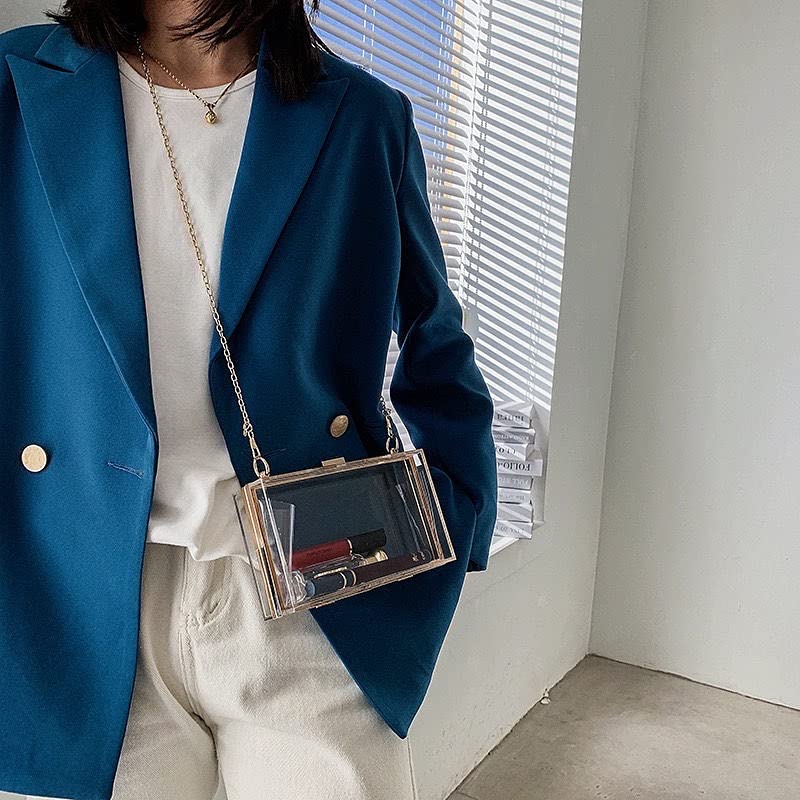 AWXZOM 2pack acrylic clutch purse, clear purse stadium approved, Crossbody Shoulder Evening Handbag, clear purse concert approved, clear box purse ita purse its bag