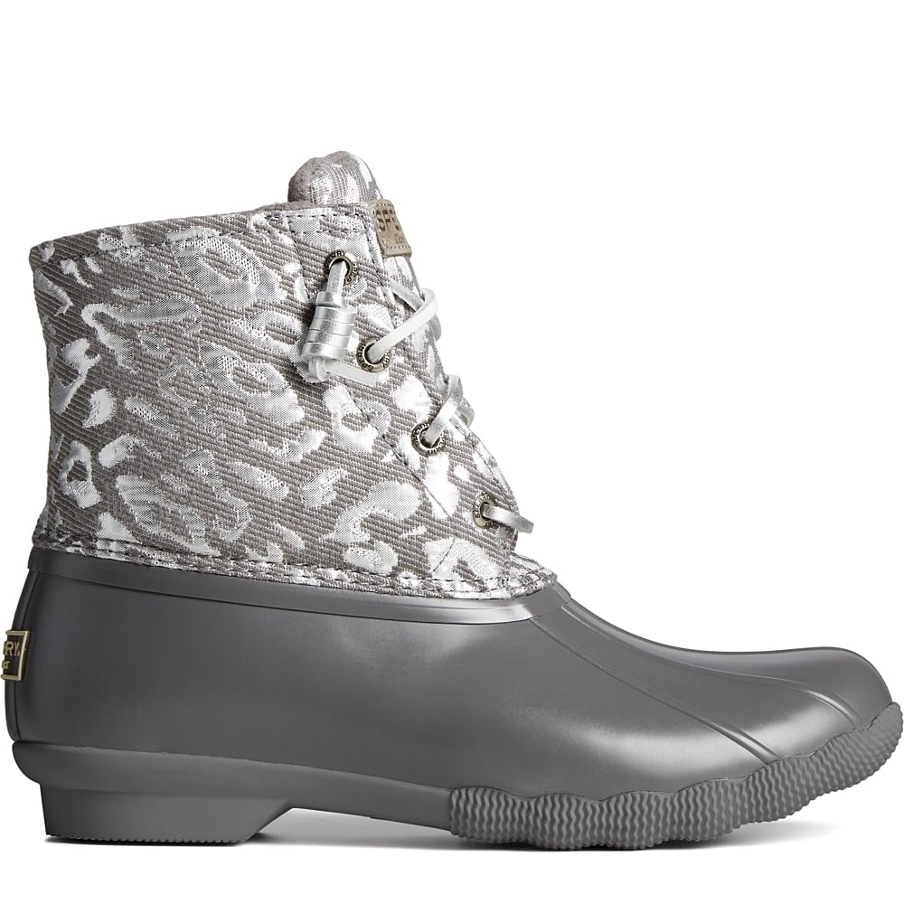 Sperry Ladies Footwear Women's Saltwater Seasonal Rain Boot, Silver Leopard, 5