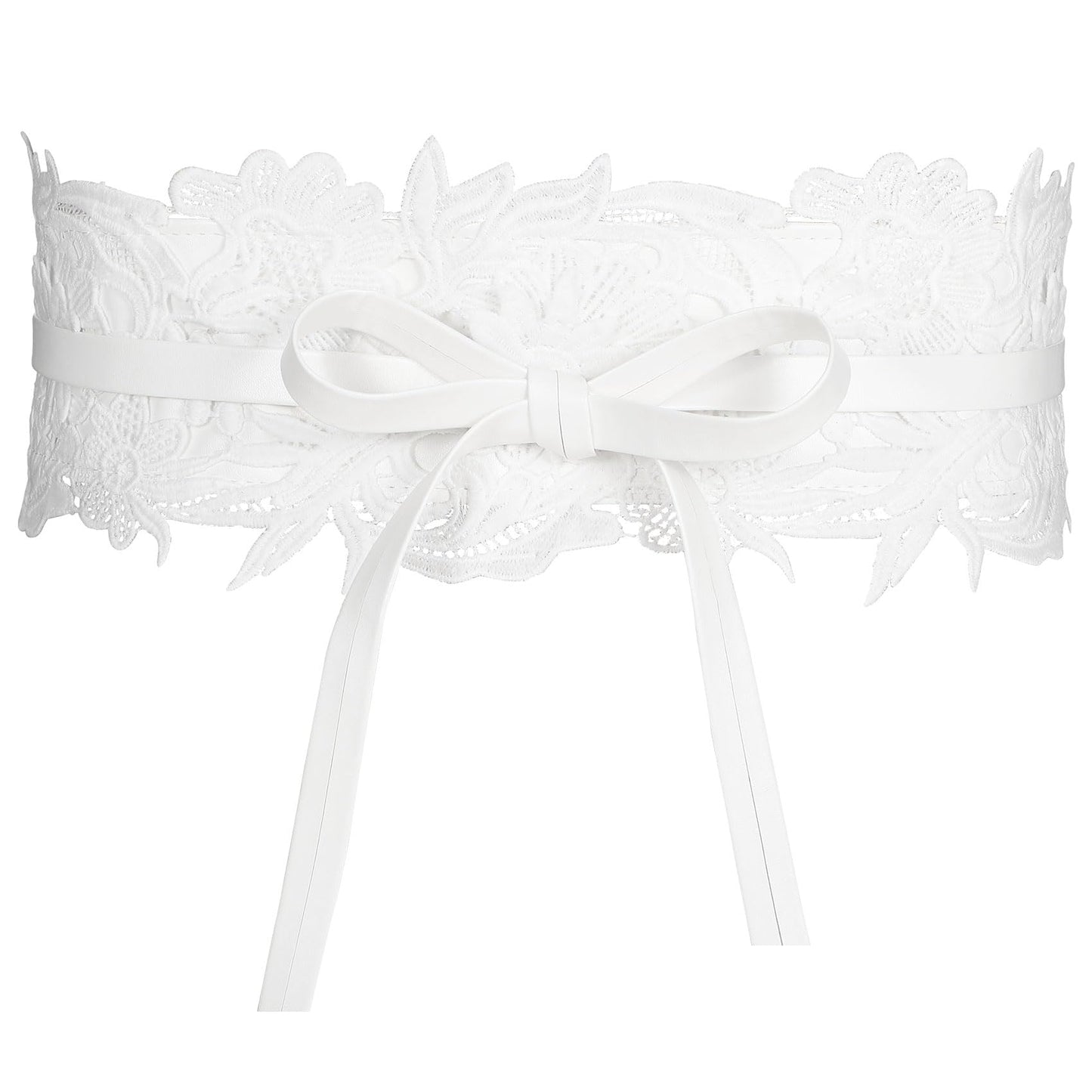 JASGOOD Women Lace Waist Belt Corset Waist Band Belt For Dress Obi Bowknot Cinch Wide Belt Bow Tie Wrap Boho Faux Leather