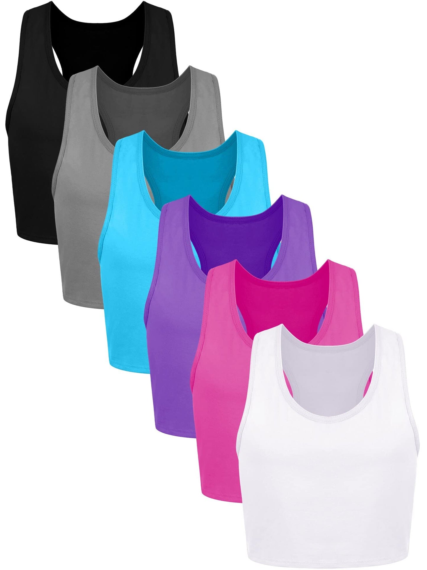 Geyoga 6 Pieces Girls Dance Tank Top Racerback Crop Top Sleeveless Dance Outfit for Ballet Hip Hop Athletic Wear