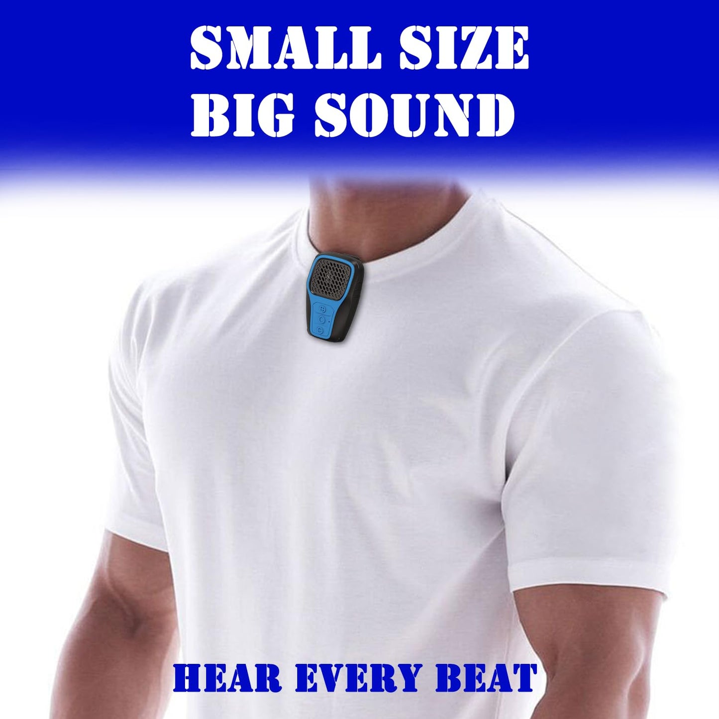 ZYUWM Wearable Bluetooth Speaker, Clip-On Wireless IP67 Waterproof Portable Speaker, Built-in Mic, Hands-Free Music/Calls for Work/Riding/Hiking/Golf/Outdoor (Blue)