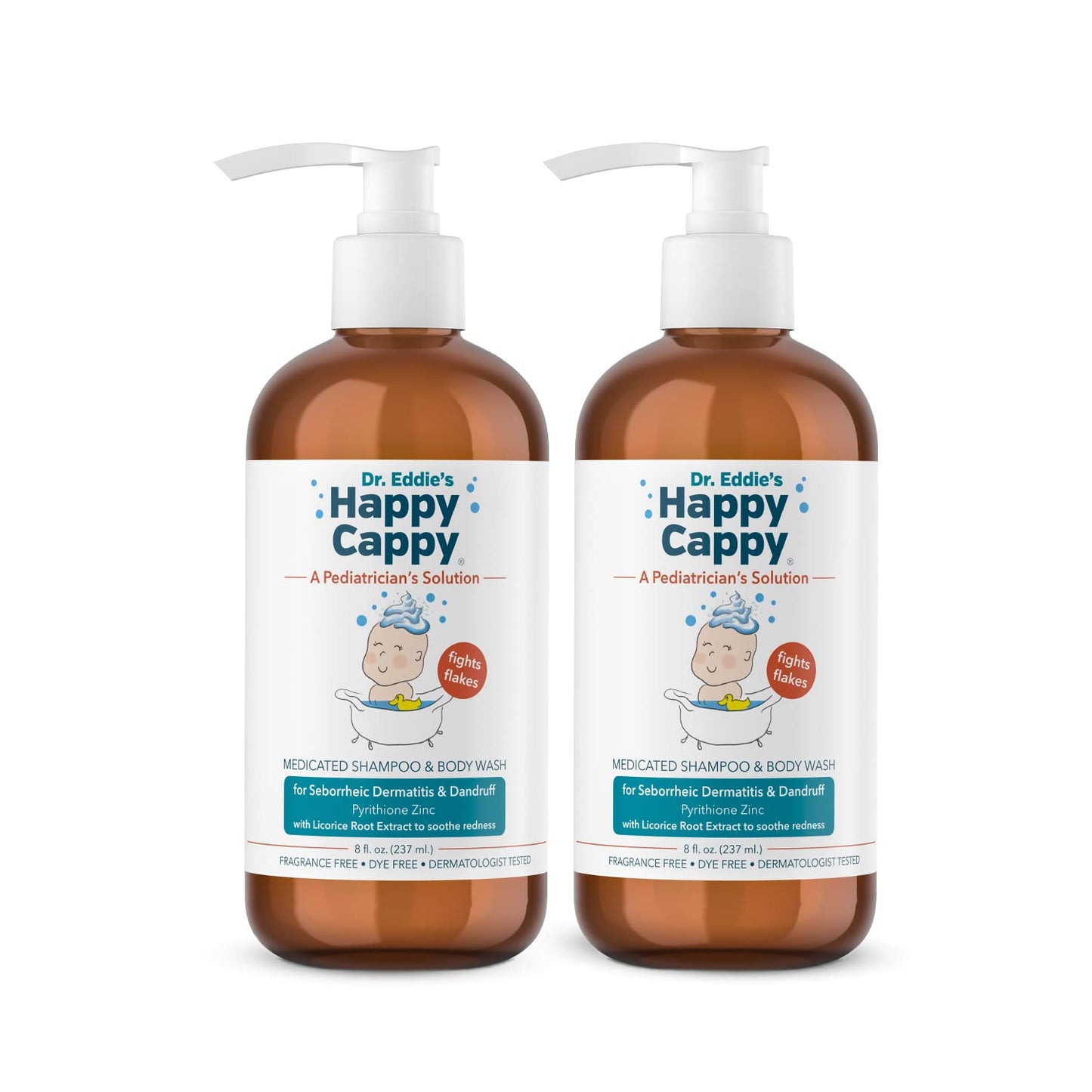 Happy Cappy Medicated Shampoo and Body Wash and Beanie Brush Bundle - Baby Dandruff Shampoo, Helps Cradle Cap and Seborrheic Dermatitis, Fragrance-Free, Gentle Baby Scalp Scrubber - 2 Pieces