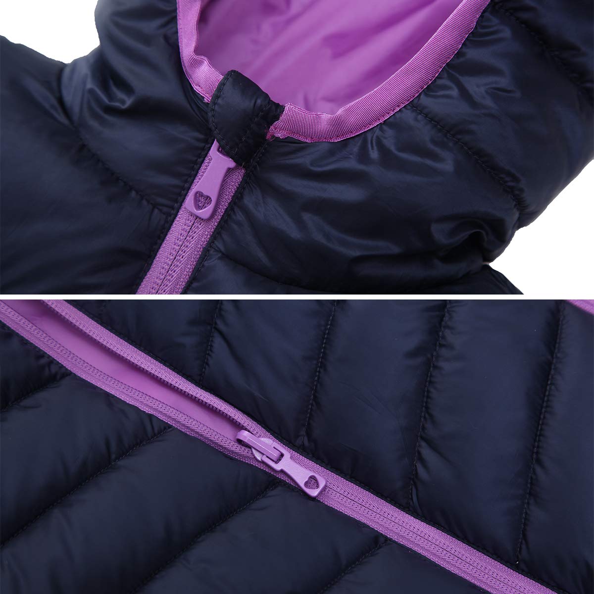 Rokka&Rolla Girls' Reversible Lightweight Puffer Jacket Hooded Water-Resistant Winter Coat