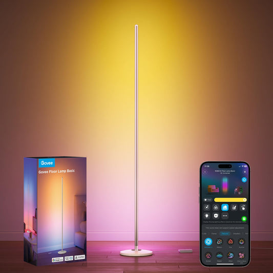 Govee RGBIC Floor Lamp Basic with Matter, LED Corner Lamp Works with Alexa, Smart Modern Floor Lamp with Music Sync and 16 Million DIY Colors, Color Changing Standing Lamp for Bedroom Living Room Blue