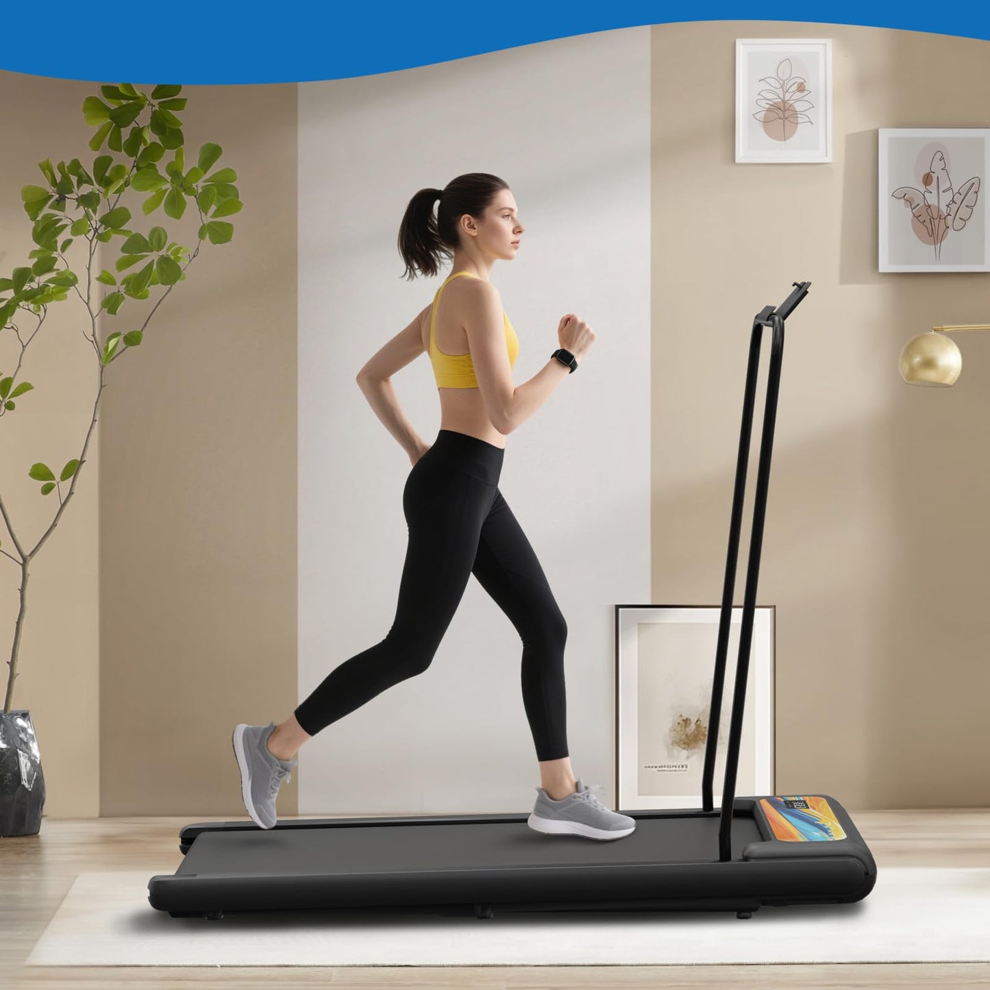 SEVOBAL Treadmill with Handles, Electric Treadmills for Home Small, Under Desk Treadmill with Remote Control LED Display, 2.5HP Walking Pad with Handle Bar, 270LBS Capacity, Orange