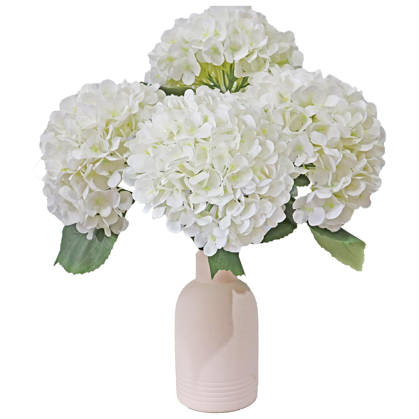 NMAIYA White Hydrangea Artificial Flowers 4Pcs 26" Large Faux Hydrangeas Outdoor Lifelike Silk Flowers with Long Stem Wedding Flower Bouquet Centerpieces for Table Party Home Decoration Indoor