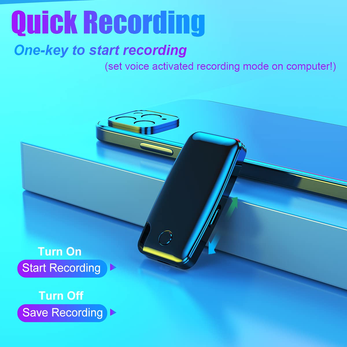 Voice Recorder, 64GB Voice Activated Recorder with 1136 Hours Recording Capacity, Digital Voice Recorder, 30 Hours Battery Time Portable Recording Devices
