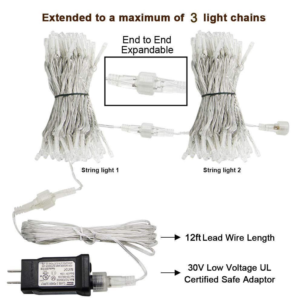 HEYFUNi Curtain Lights Plug in, 304 LED 9.8ftX9.8ft Window Light with Memory& 8 Modes, Connectable Waterproof Fairy Curtain Lights for Bedroom Backdrop Outdoor Indoor Dorm Decorations (Cool White)