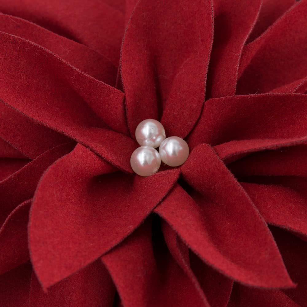 KINGROSE Christmas 3D Flower Accent Pillow Cover Festival Red Floral Throw Pillow Case Decorative Cushion Cover for Sofa Couch Bed Living Room Home Decor 18 x 18 Inches