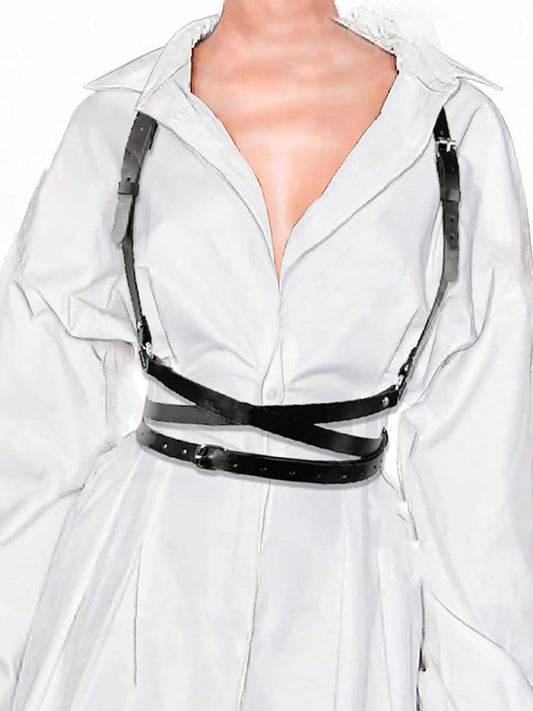 Women's Body Waist Belt Vest Punk Leather Belt Body Chain Faux Leather Harness Accessories for Party Cosplay Dating