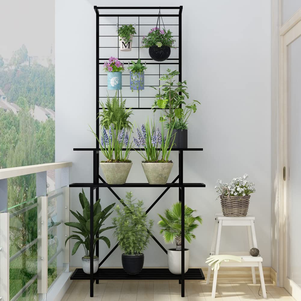 Hanging Plant Pot Shelf Rack Heavy Duty Plant holder Trellis,Multi Layer Plant Stand for Home, Garden, Balcony