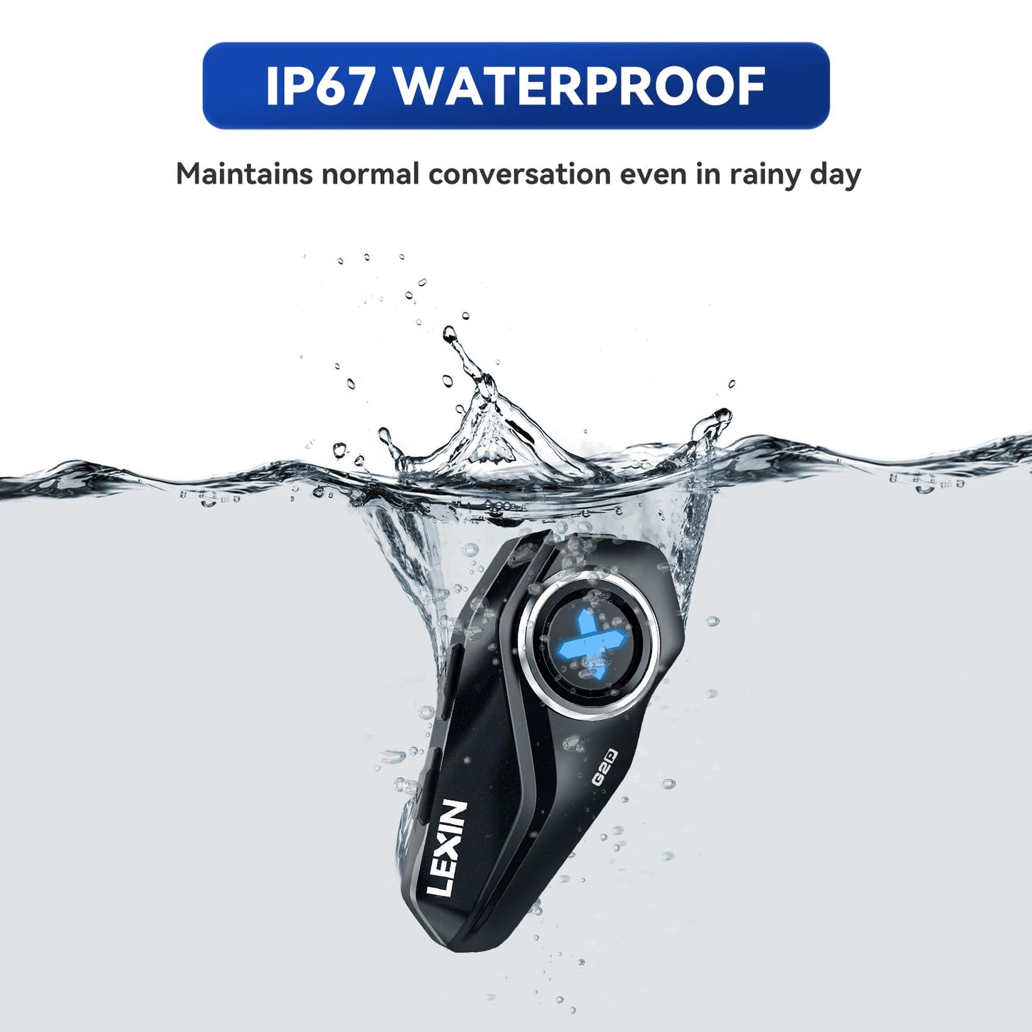 LEXIN G2P Motorcycle Helmet Bluetooth Headset, Group Intercom Communication Systems, FM Radio/ 6 Shells/Universal Pairing/Private Talk/Noise Cancellation, Fit for Snowmobile/ATV, 2 Pack