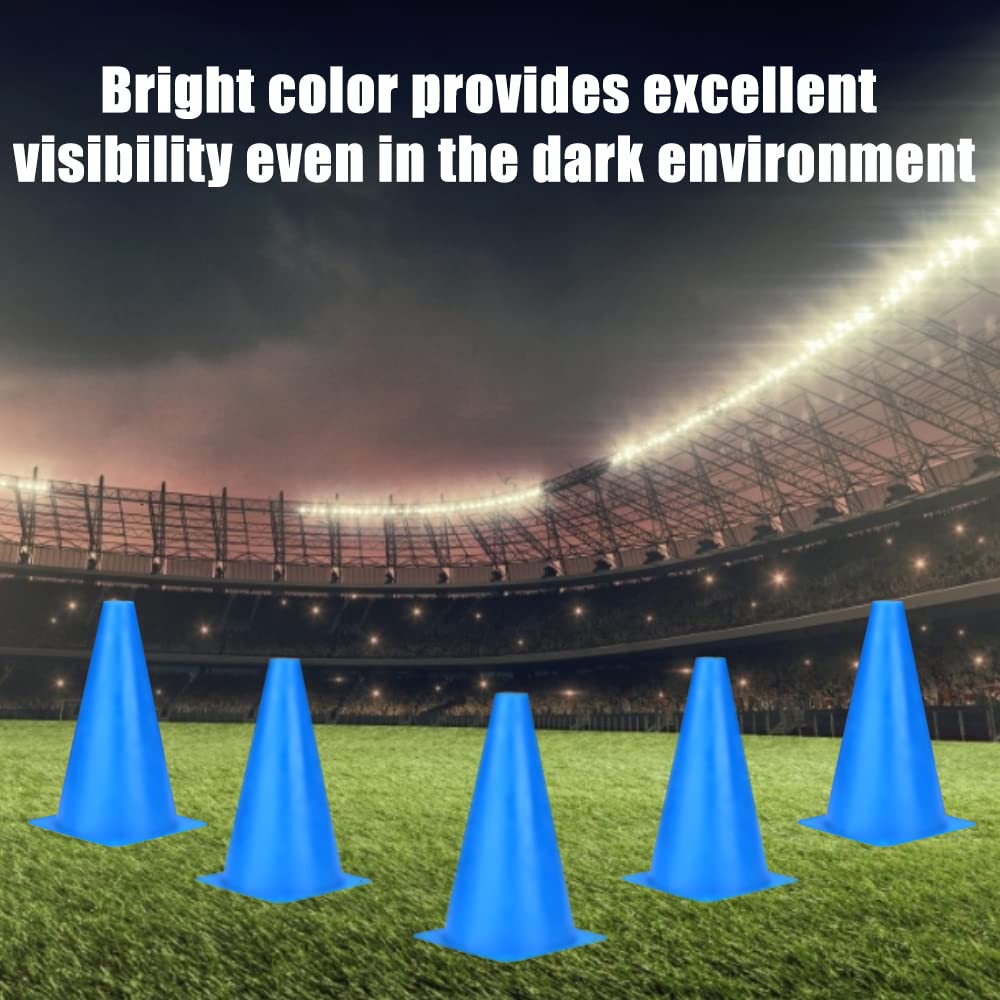 cyrico 9 Inch Cones Sports, 15 Pack Soccer Training Cones Agility Field Parking Safety Blue Plastic Traffic Cones for Football Basketball Drills, Indoor and Outdoor Games Activity