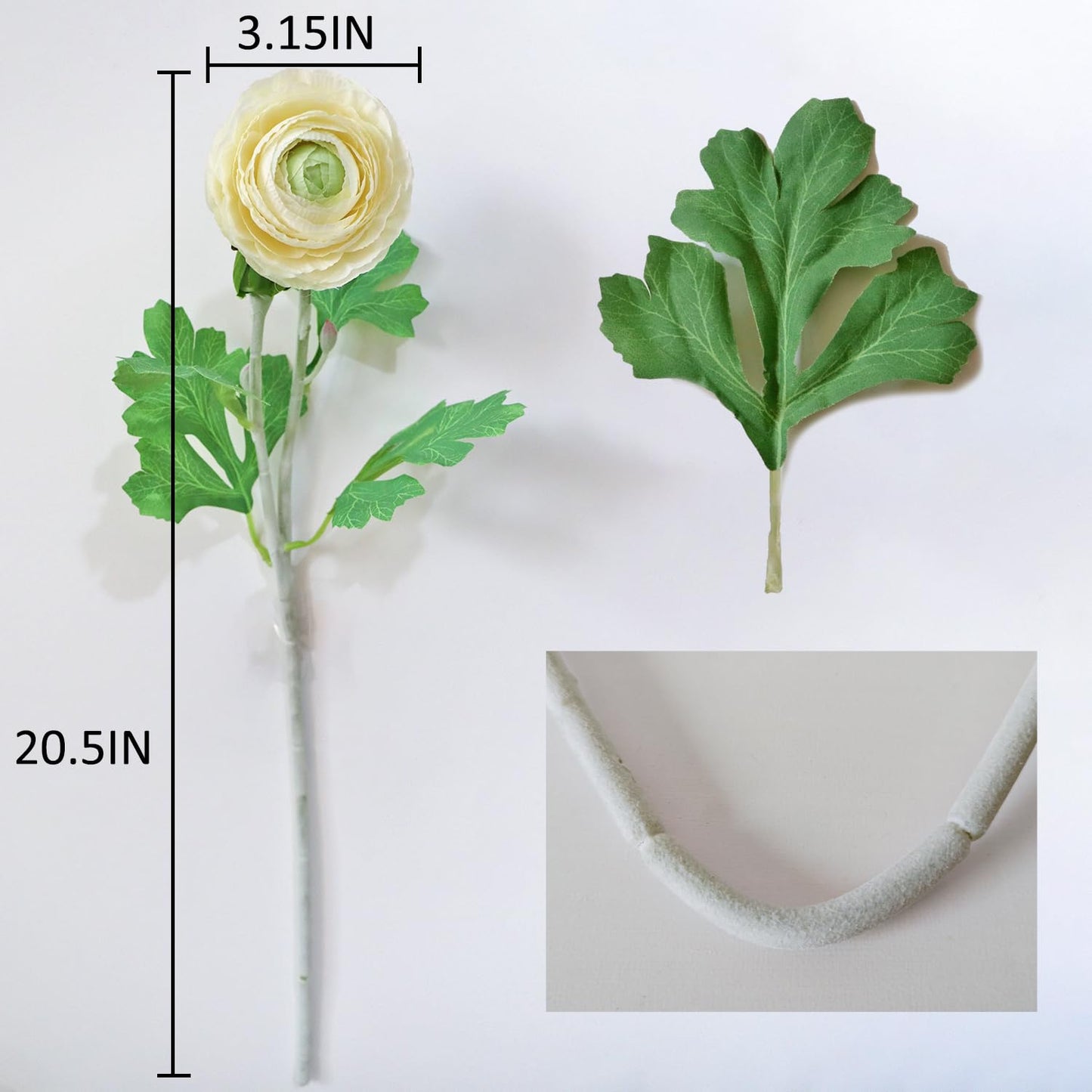 NMAIYA Ranunculus Artificial Flowers 6Pcs White Faux Flowers Silk Ranunculus with Stems Realistic Indoor Flowers for Home Table Decor Wildflowers Floral Arrangement(20In,Cream White)