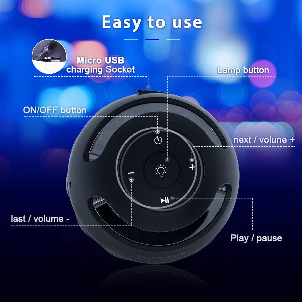 ANERIMST Unique Gifts for Men, Outdoor Bluetooth Speaker Waterproof Wireless with Torch LED Light, Birthday Gift for Boyfriend Him Dad, Cool for Garden, Patio, Outside (Blue Light)