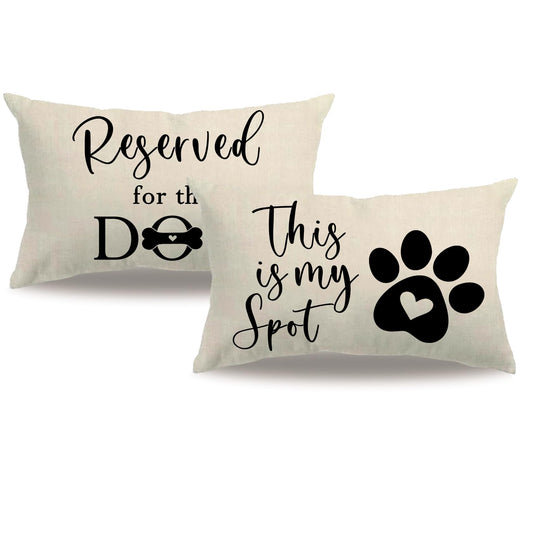 7COLORROOM Dog Lumbar Pillow Covers Beige Double-Sided Printed Reserved for The Dog Funny Pet Paw Decor Cushion Cover Pet Dog Lover Pillowcases 12”×20” for Dog Lovers Moms Girls Women Gifts (Beige)