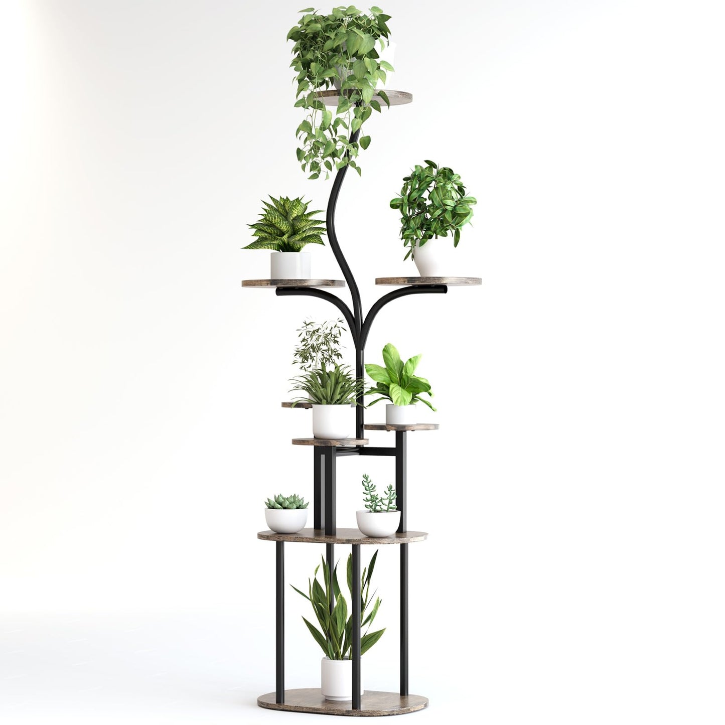 Qmetalart Plant Stand Indoor, 8 Tier Metal Flower Rack with Round Shelves, Modern Display Shelf for Living Room, Balcony, Bedroom – Stable & Space-Saving for Plant Lovers & Home Decor