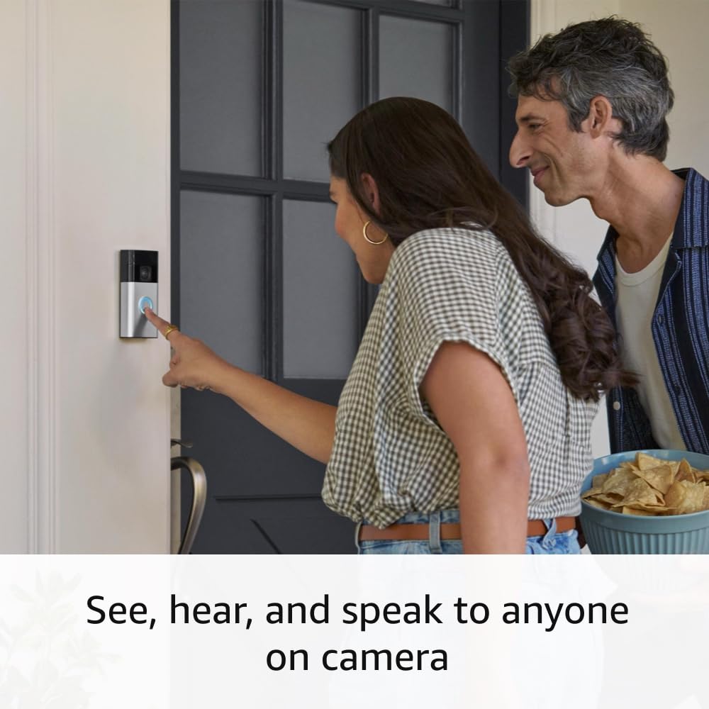 Ring Battery Doorbell, Head-to-Toe Video, Live View with Two-Way Talk, and Motion Detection & Alerts (newest model), Satin Nickel