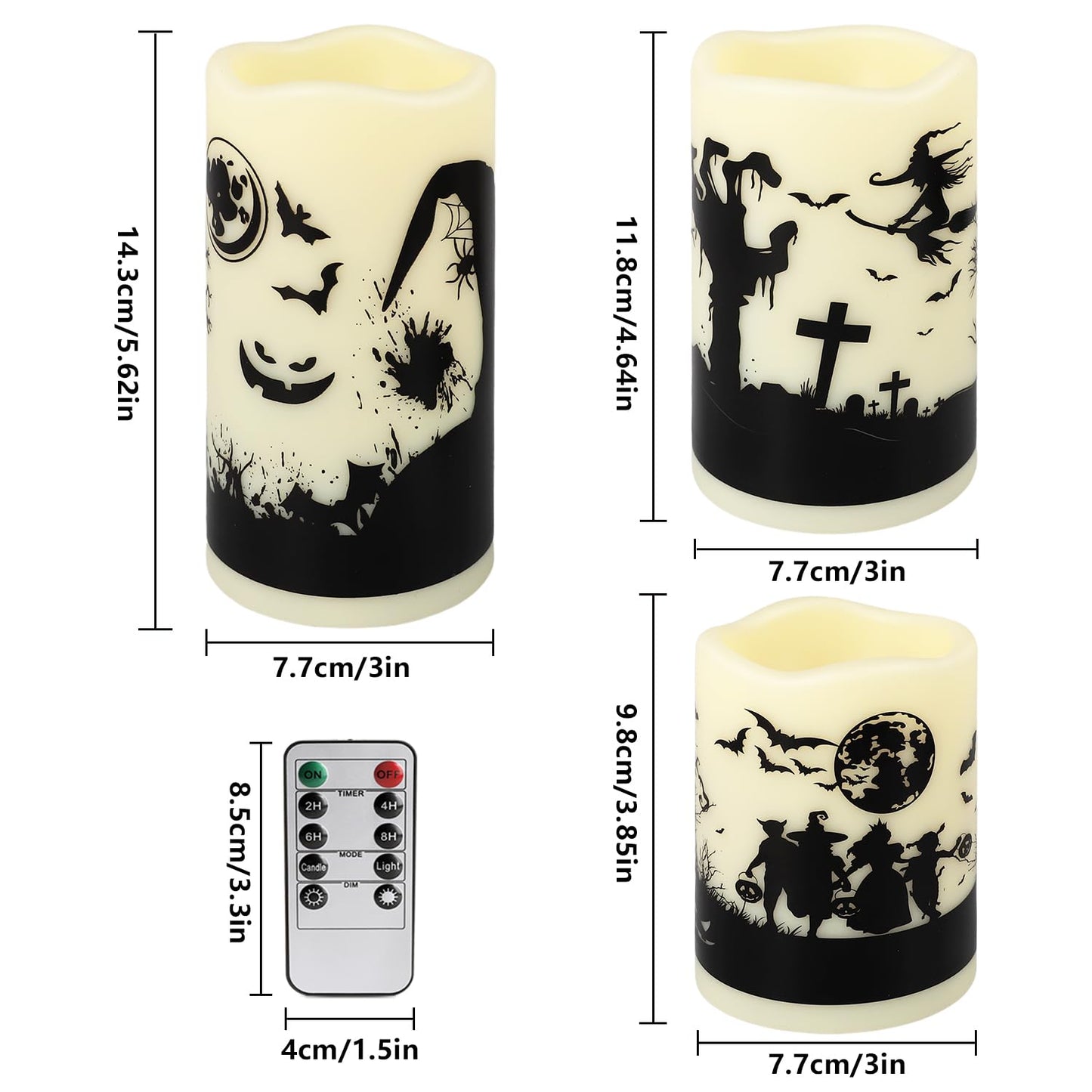 ECLHTLNY 12-Pack Waterproof -Flameless Led Candles，Remote Control and Timer Functions for Halloween and More Decorations（3 Sizes）