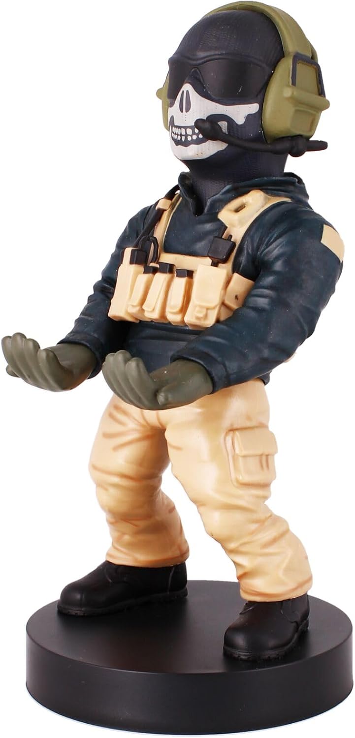 Power Up Factory Exquisite Gaming: Call of Duty: Lt. Simon "Ghost" Riley - Original Mobile Phone & Gaming Controller Holder, Device Stand, Cable Guys, Licensed Figure