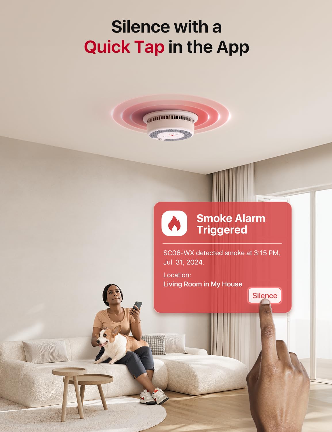 X-Sense Smart Smoke Detector Carbon Monoxide Detector Combo with No Fee App Notification, Replaceable Battery Powered Smoke Detector and Carbon Monoxide Detector, SC06-WX, 1-Pack