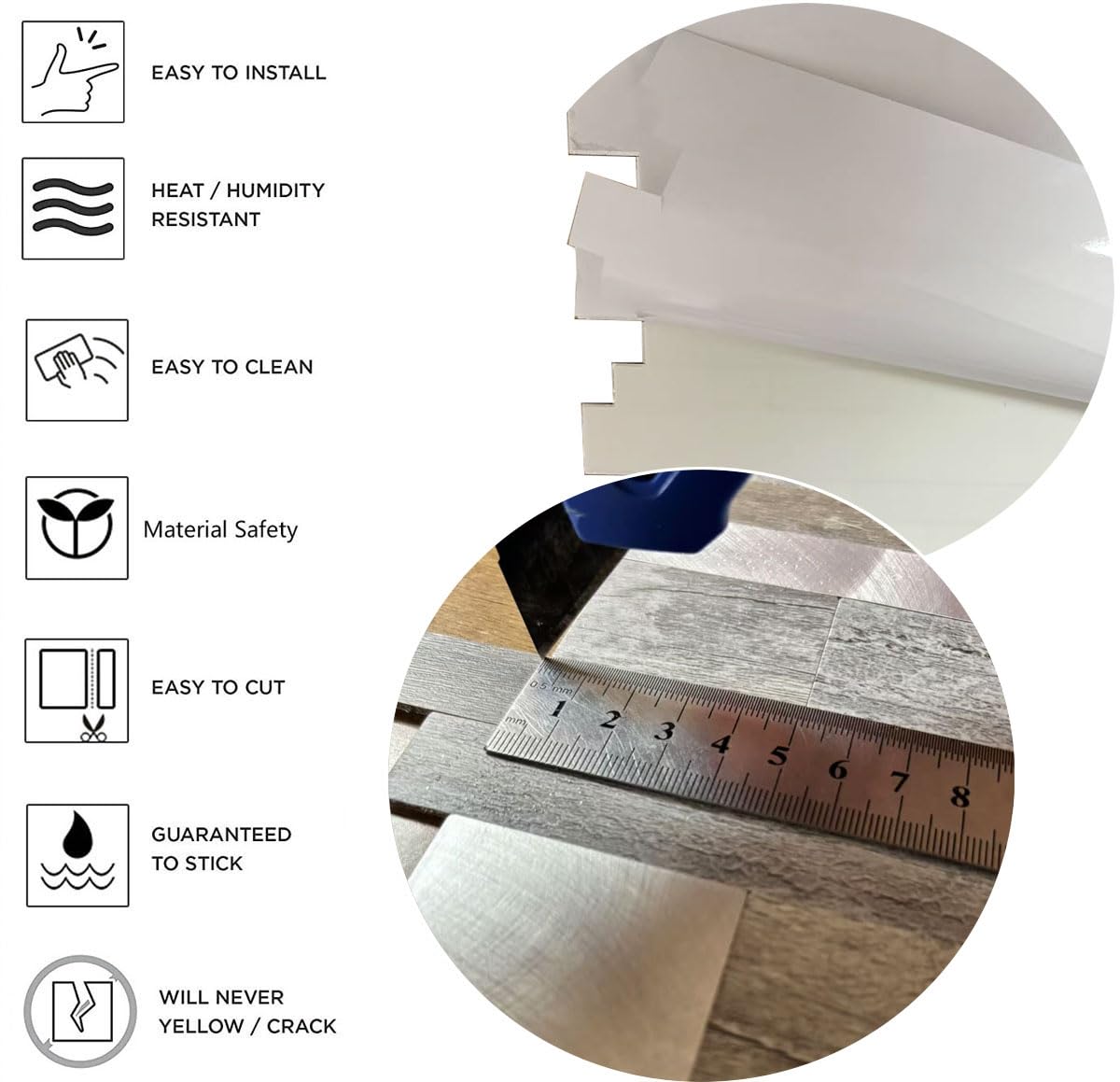 weimeisc 10 Sheets Backsplash Tile for Kitchen Peel and Stick, Self-Adhesive Waterproof, Metal Backsplash Subway Tile, Stick on Tiles Kitchen Bathroom (Light Grey Wood Grain+Frosted Silver)