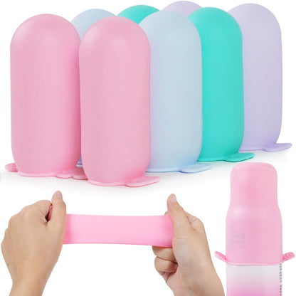 16 Pack Silicone Bottle Cover,Travel Essential for Women Men,Cruise Ship Essentials 2025,Beach Vacation Essentials,Travel Size Toiletries,Airplane Travels Accessories Elastic Sleeves for Leak Proofing