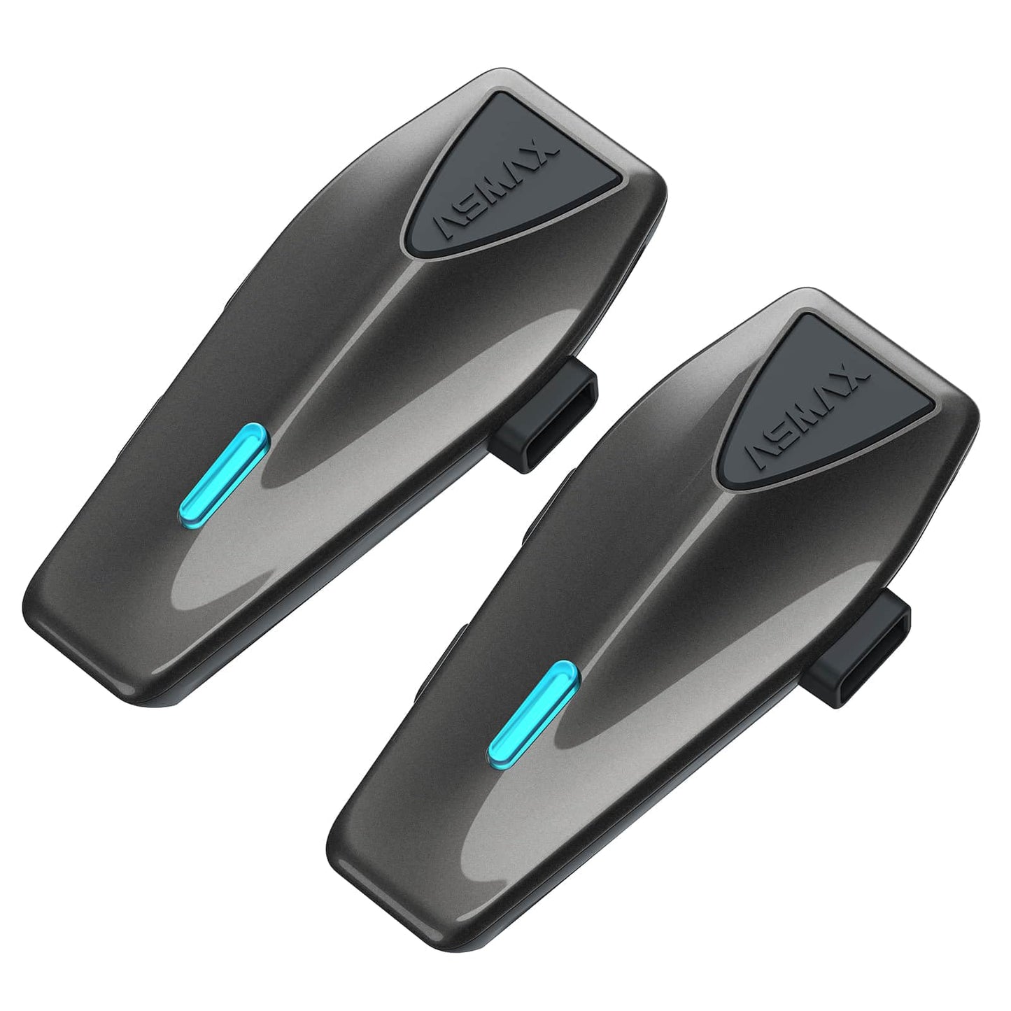 ASMAX S1 Motorcycle Bluetooth Headset with 3 Intercom Modes, 8-Rider Mesh Communication, AI Voice, FM Radio, Auto Volume, Waterproof, Fast Charging for Helmet/ATV/UTV/Snowmobile, 2 Pack(Grey)