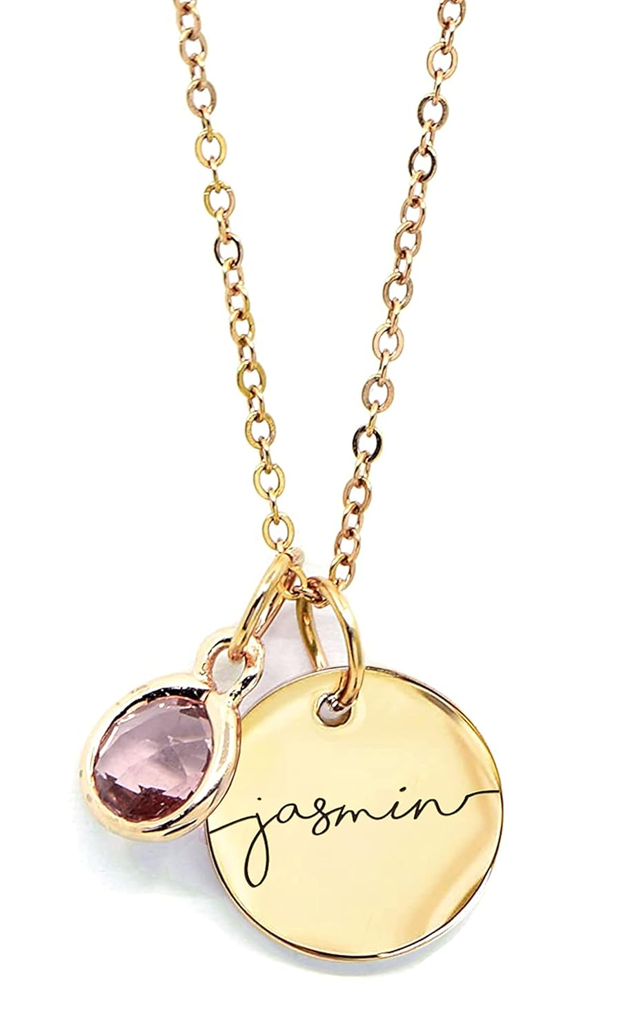 Birthstone Name Necklace Personalized Jewelry for Women Neckace Gifts for Mom Gold Plated Pendant Charm, Custom Jewelry Grandma Gift Birthday Personalized Gifts for New Moms -CN-BS-SH