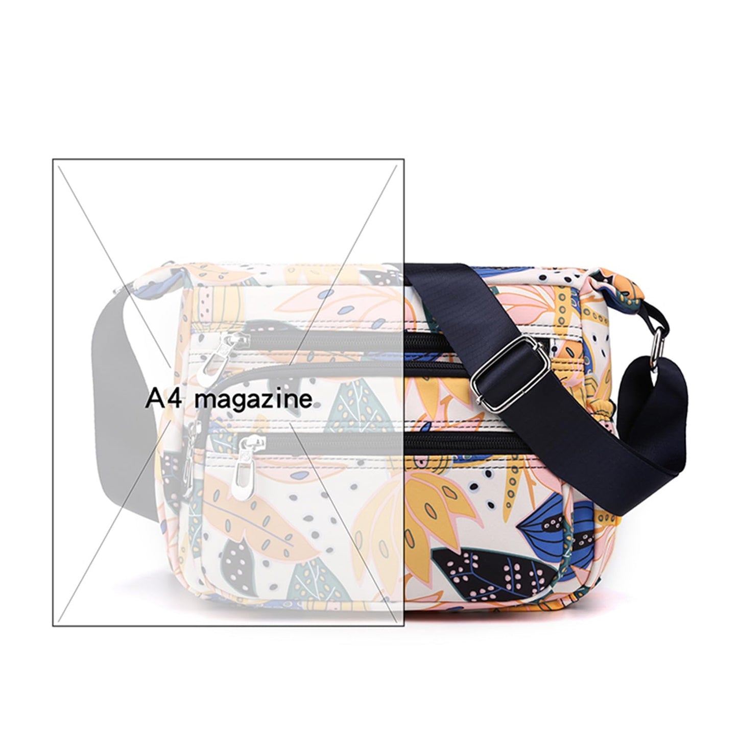 Wafybsre Crossbody Bags for Women, Medium Size Shoulder Handbags Satchel Purse with Multi Zipper Pockets (Galsang flower)