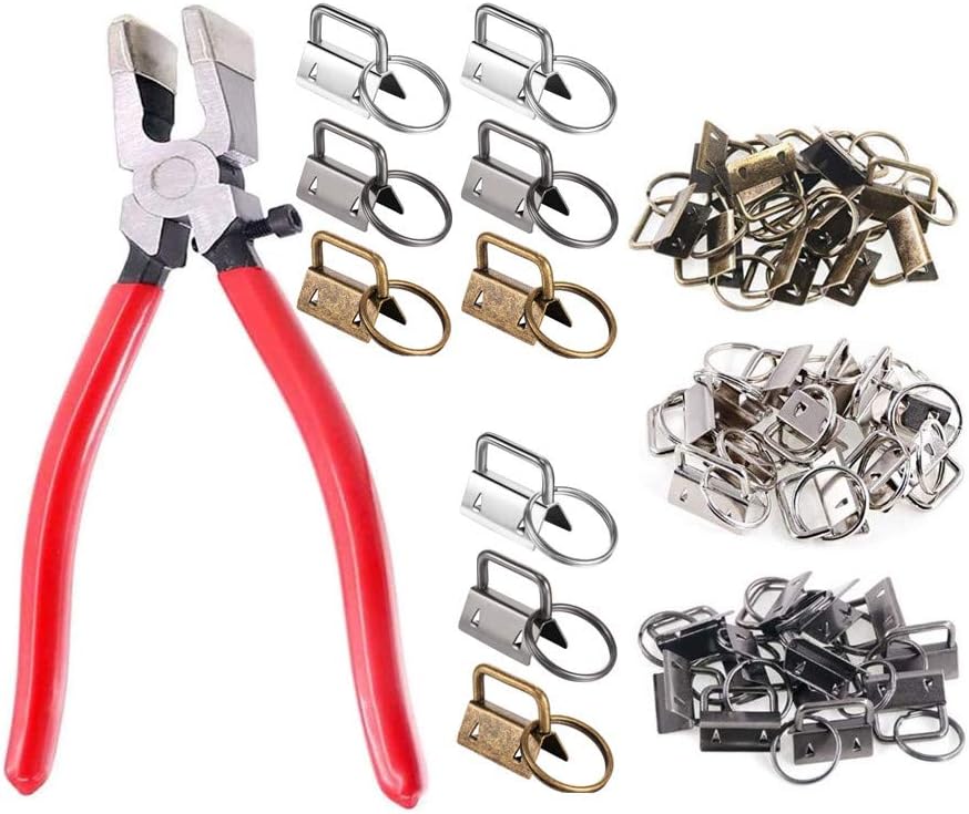 42Sets 1" Key Fob Hardware - 3 Colors 25mm Key Fob Key-chain Perfect with 1Pcs Key Fob Glass Running Pliers for Key Fob Wristlets Install