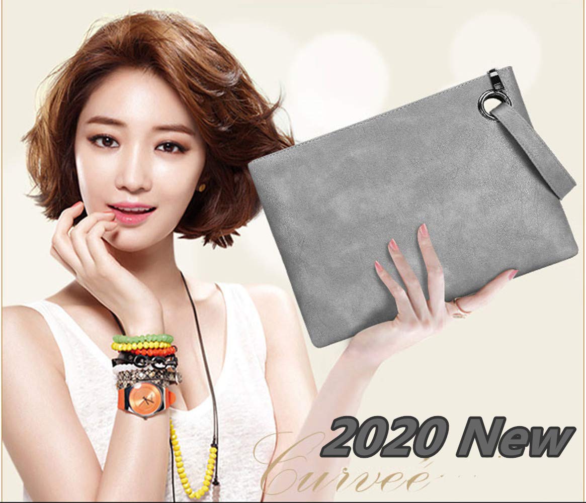 DIHKLCIO Evening Bags Purse Envelop Clutch Chain Shoulder Womens Wristlet Handbag Foldover Pouch Brown Large