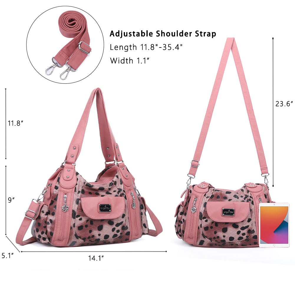 Angel Kiss Purses for Women, Large Shoulder Bag Hobo Tote Purse Mutipocket Faux Leather Satchel Hobo Purse